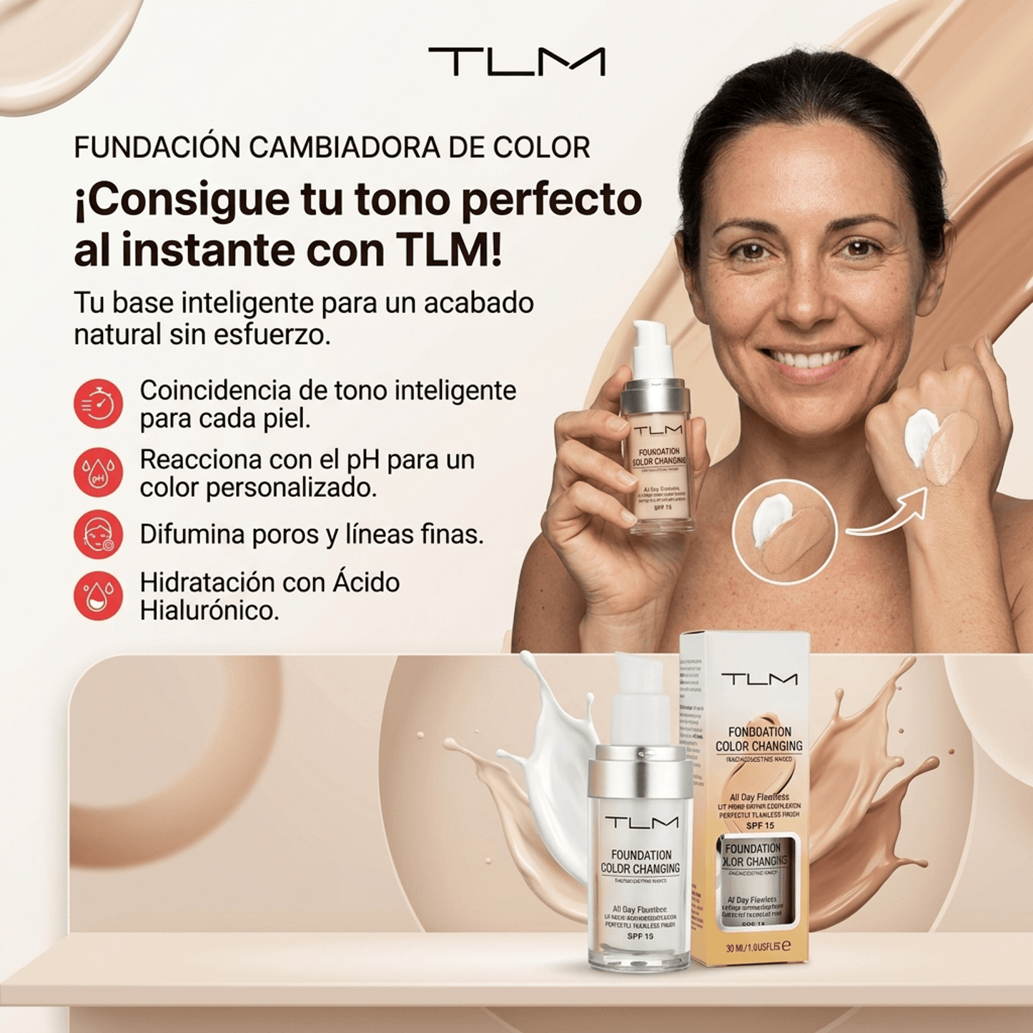 Base de maquillaje con cambio de color